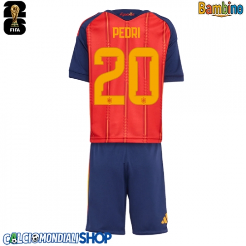 Maglie da calcio Spagna Pedri Gonzalez #20 Prima Maglia Bambino Mondiali 2026  Manica Corta + Pantaloni corti)